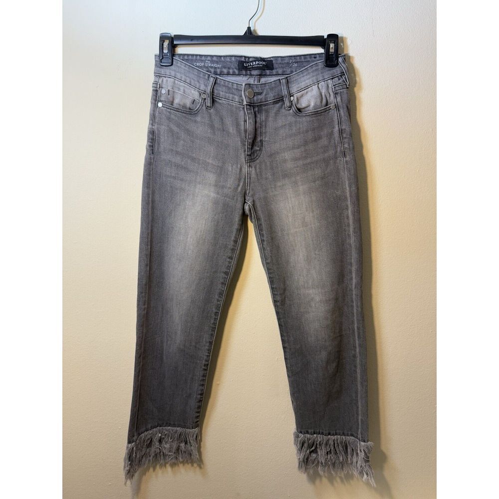 Liverpool Los Angeles Women's The Crop Straight‎ Fringe Bottom Jeans Size 2/26